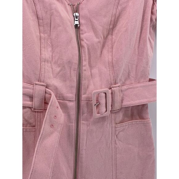 & OTHER STORIES Women's Light Pink Half-Zip Belted Short Sleeve Jumpsuit SZ 4 - Picture 6 of 14